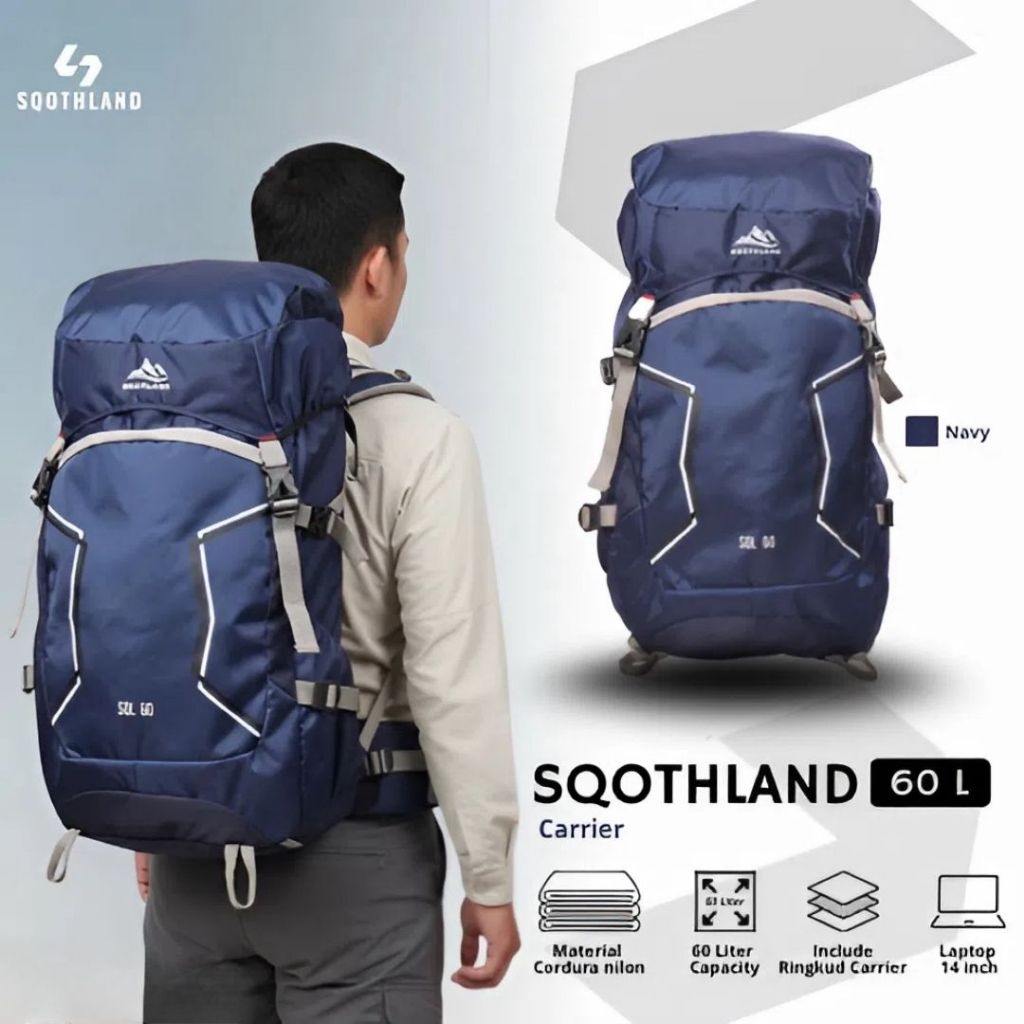 SQOTHLAND 60L Mountain Carrier Backpack กระเป๋าเป้เดินทาง Camping Hiking Bag
