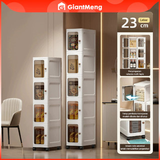GiantMeng - Lemari Penyimpanan Plastik Sempit Lipat Multifungsi 1-5 Laci (Lebar 23cm) Hemat Ruang