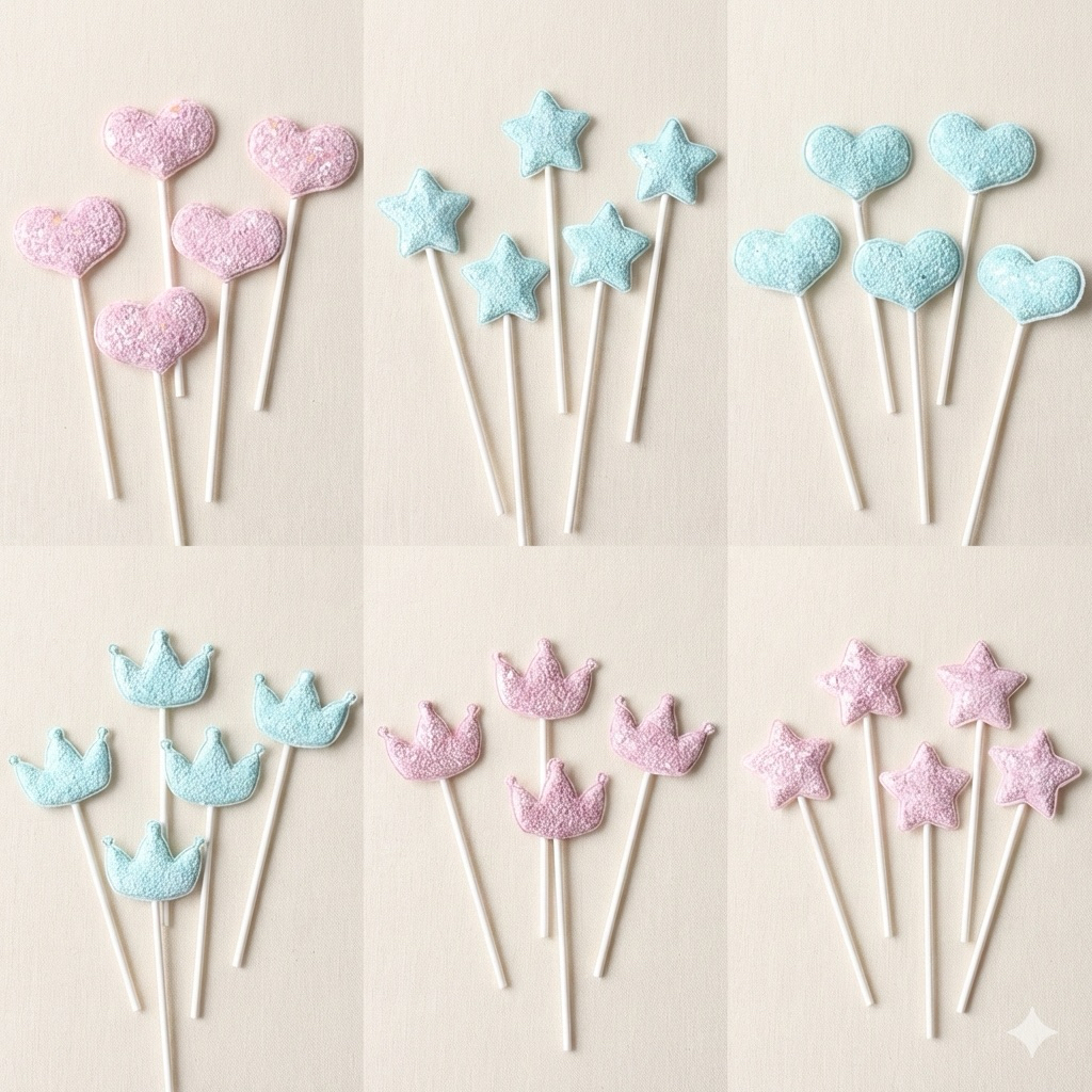 TSC37 / TSC38 / TSC39 - เครื่องประดับปิ๊กเค้กกลิตเตอร์ Heart Crown Star (5)