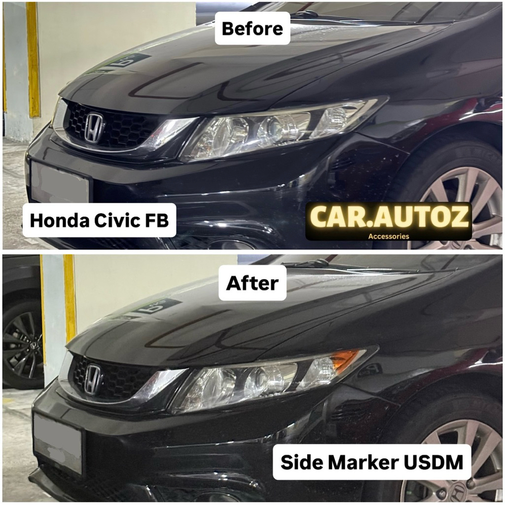 สติ๊กเกอร์เครื่องหมายด้านข้างสีส้มสําหรับไฟหน้า Honda Civic FB