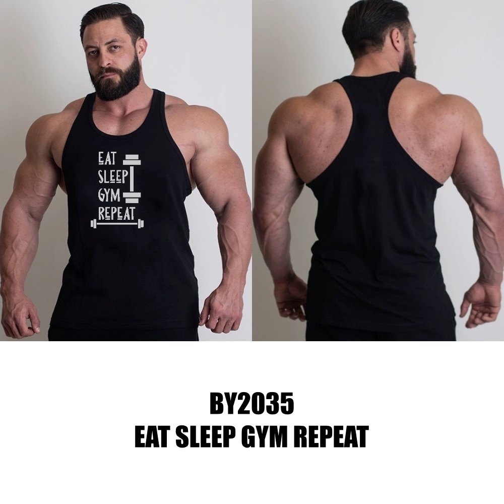 SINGLET GYM MUSCLE CUT TANKTOP GYM SPORTS FITNESS SPORT WEAR ผู้ชาย DRIFIT SPANDEX