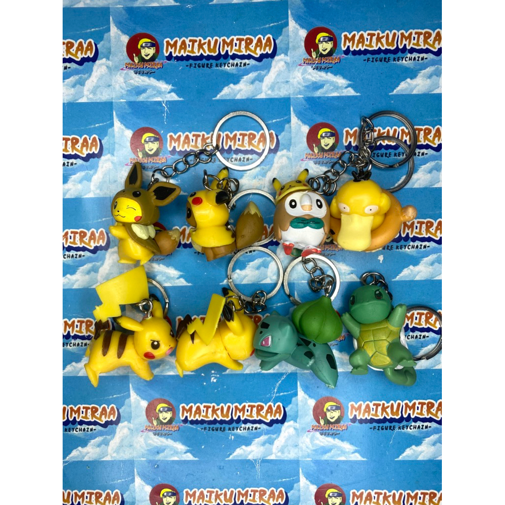 GANTUNGAN พวงกุญแจฟิกเกอร์ / พวงกุญแจฟิกเกอร์ Pokemon eve Rowlet psyduck bulbasaur spling