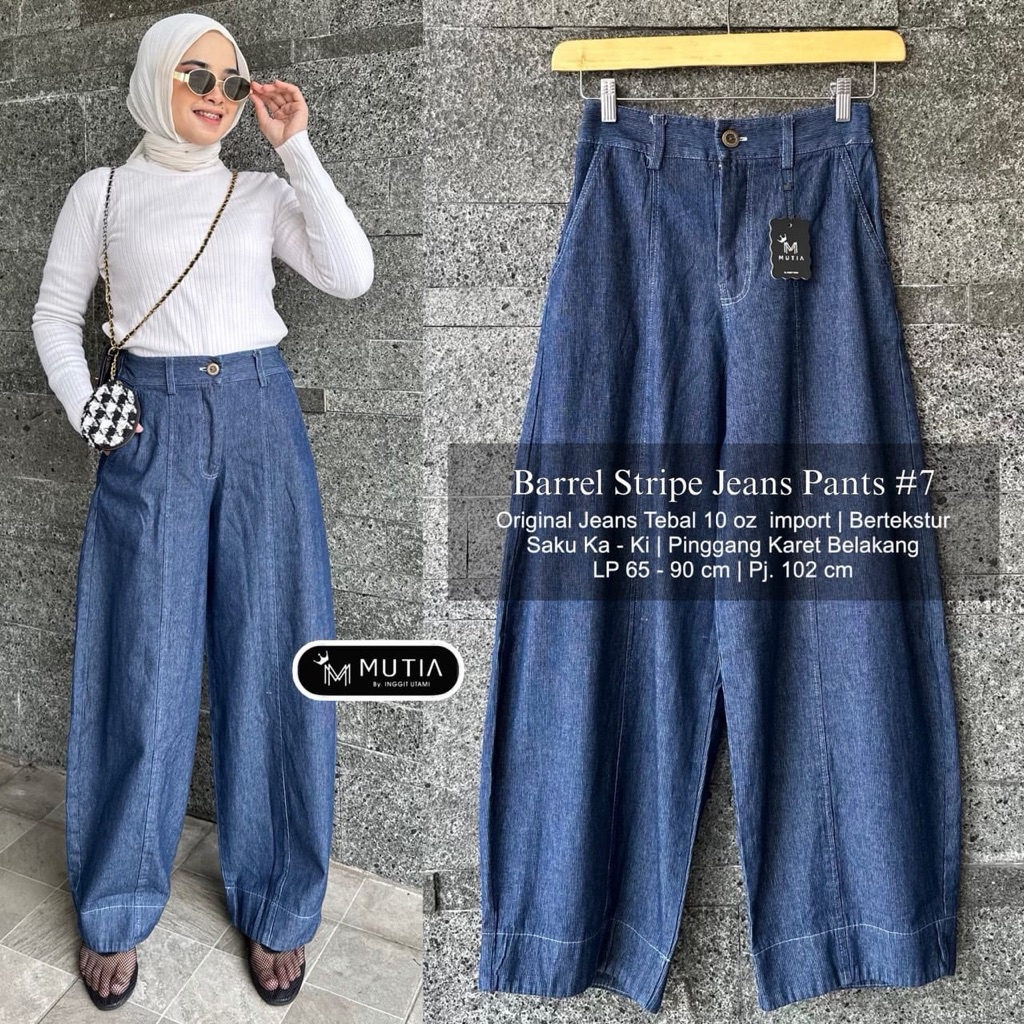 Barrel Stripe Jeans Pant 7 Premium Jeans by Mutia