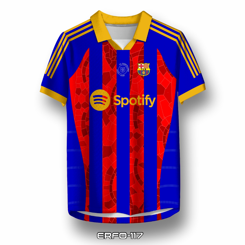 MERAH Barcelona Home Jersey Classic Red Blue Spotify Import ERFO.ID-117