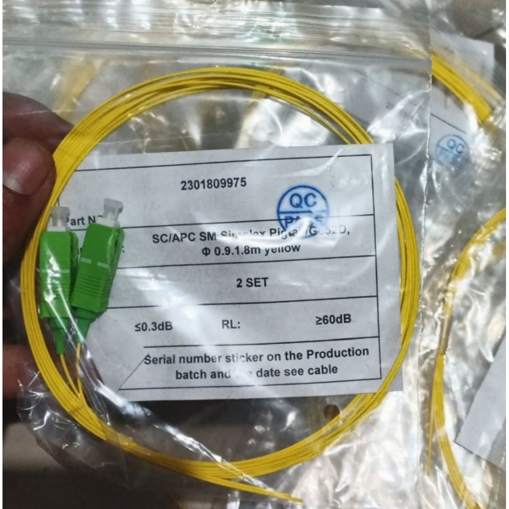 Pigtail SC APC 1.8m 2m SM Simplex G652D ขั้วต่อไฟเบอร์ออปติก