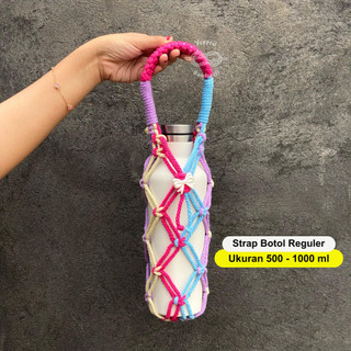 NEW Macrame BOTTLE STRAP PRINCESS Tas Tumbler Holder Bahan Macrame 500-1000ml Banyak Warna