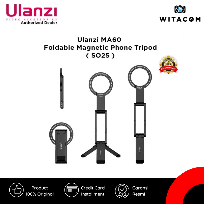 Ulanzi MA60 ขาตั้งขาตั้งกล้องโทรศัพท์แม่เหล็กแบบพับได้สีดํา (S025) - ต้นฉบับ