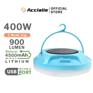 Acciaiie Lampu Darurat UFO Gantung Solar Panel Camping Lamp LED Super Terang Lampu Berkemah