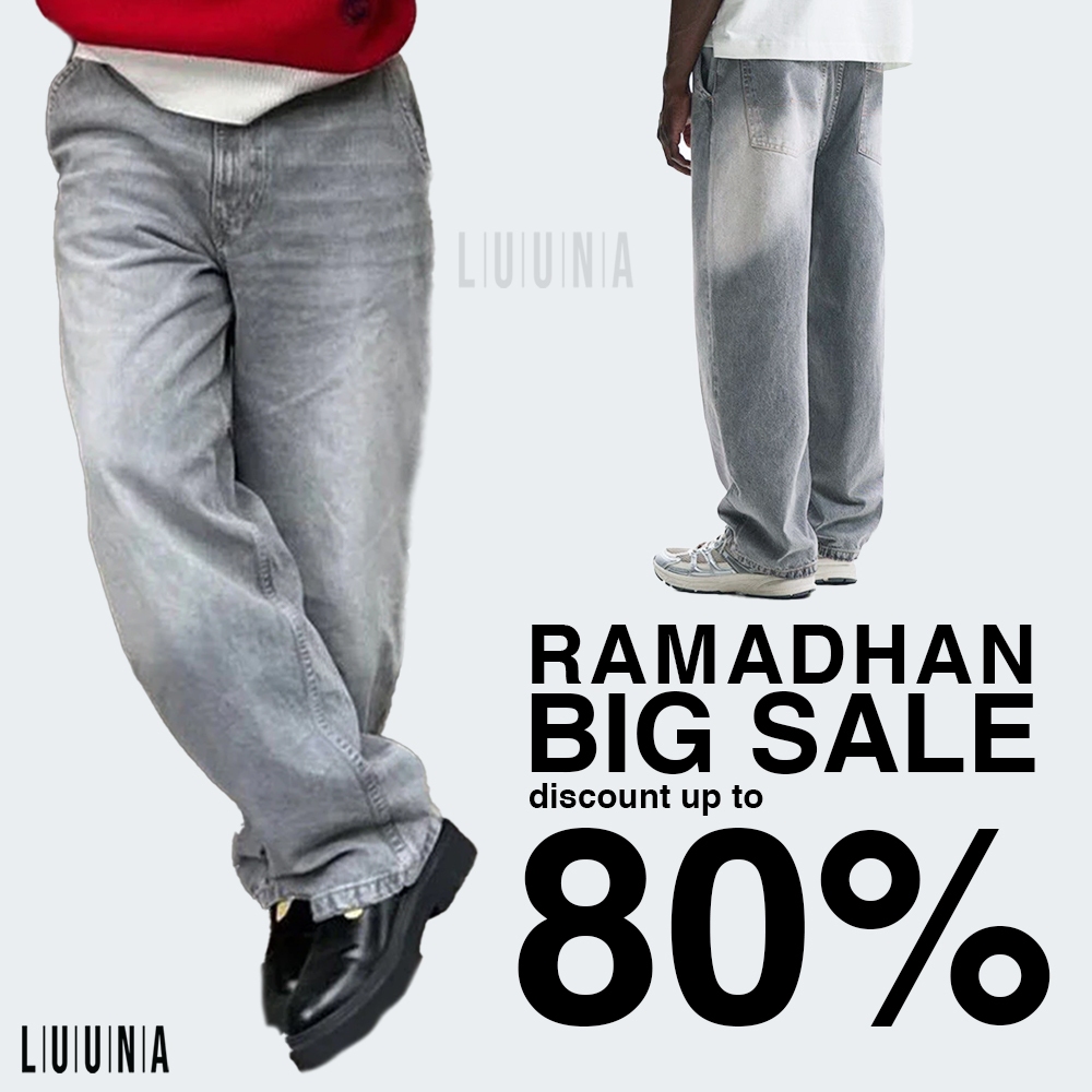 Luunashop Bershka Mens Faded Skater Jeans สีเทา