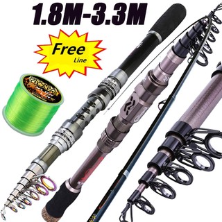 Sougayilang Joran Pancing Teleskopik Portabel 1,8m-3,6m Bahan Serat Karbon Ultra Ringan untuk Memancing di Air Tawar dan Air Asin