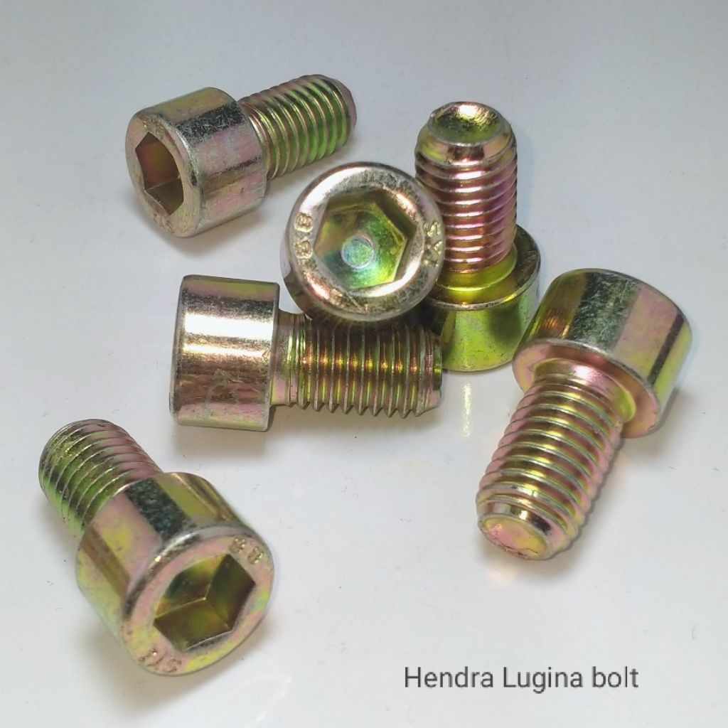 Lm12x20 Pitch 1.75 เกรด 8.8 L10 กุญแจชุบสังกะสีทอง