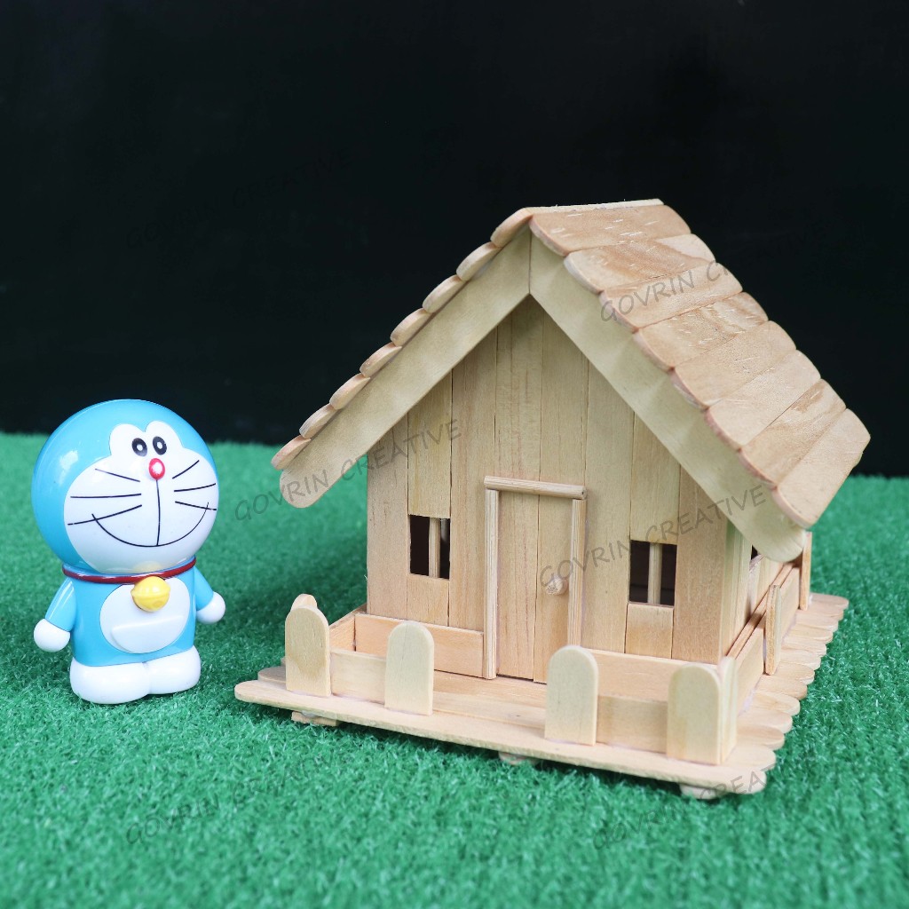 บ้านจิ๋วทําจากไม้ไอติมคุณภาพพรีเมี่ยม