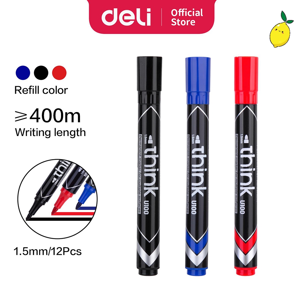 Deli Think EU100 ปากกามาร์กเกอร์ถาวร / ปากกามาร์กเกอร์ถาวร 1.5 มม