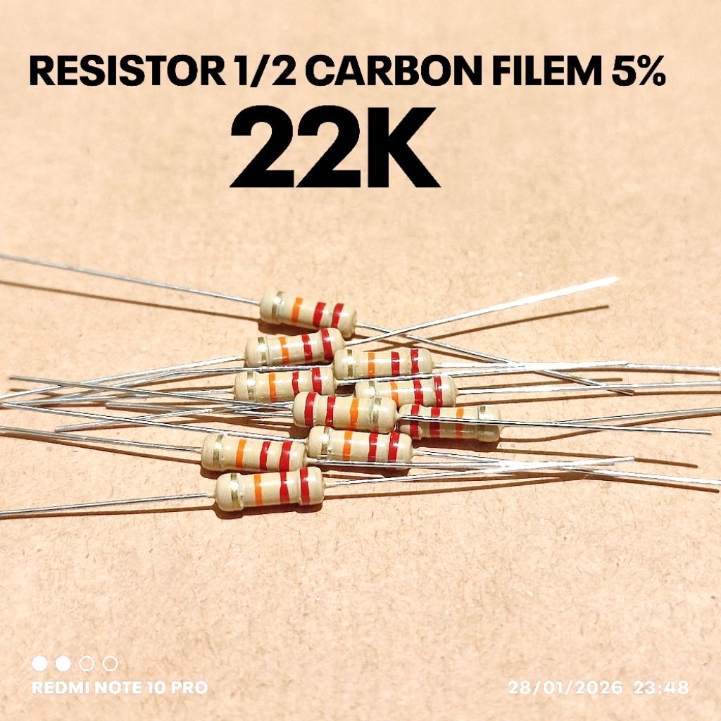 (10 ชิ้น) 1/2W 1/2WATT 22K 22K KILO CF 5% ROHS RESISTORS