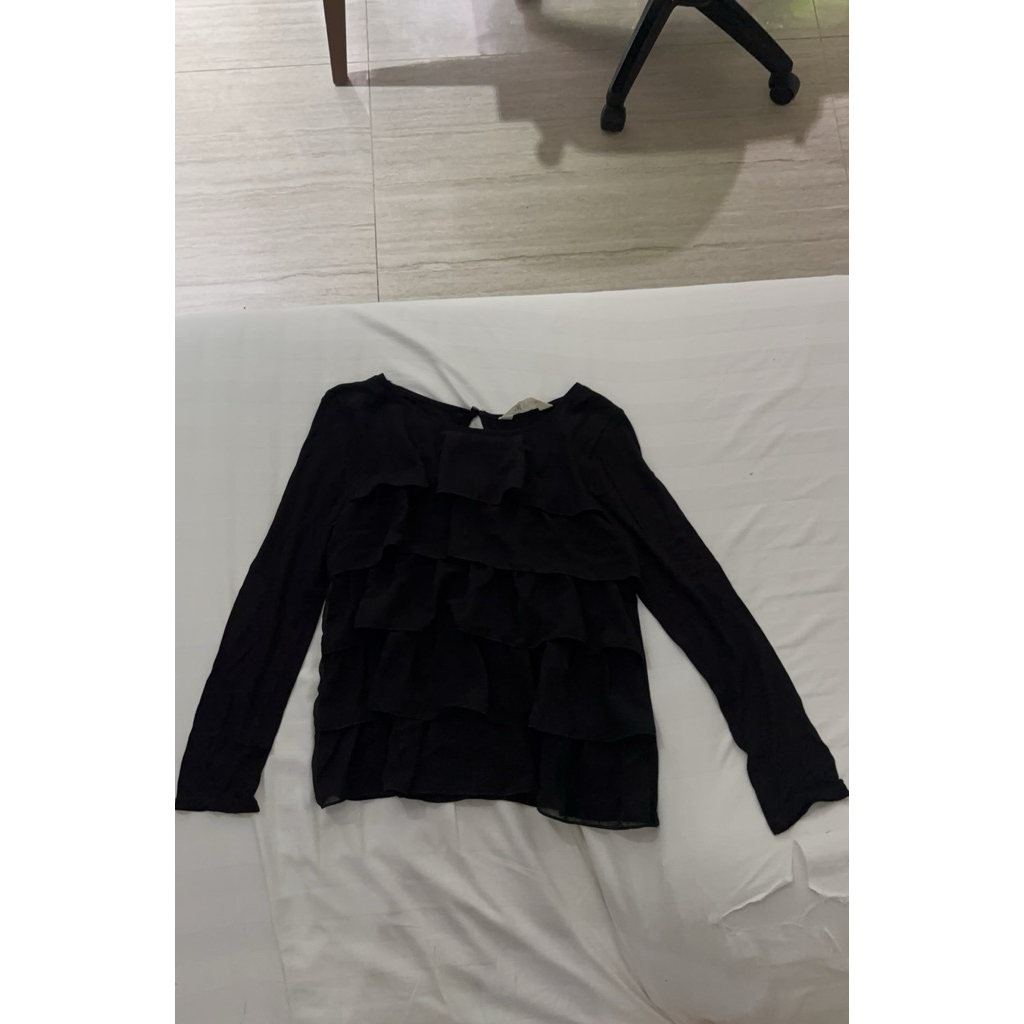 HNM KIDS BLACK RUFFLE TOP