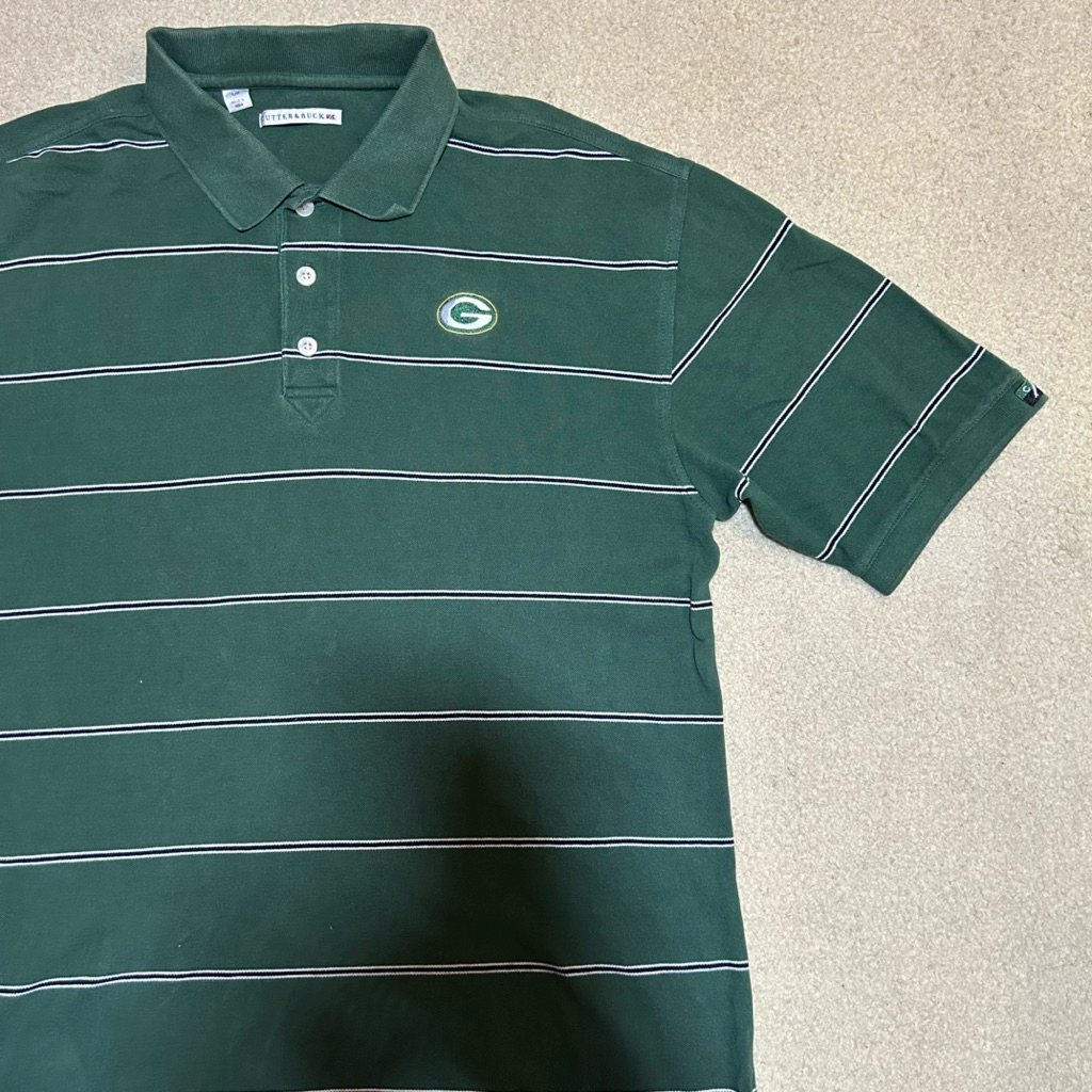 HIJAU PRELOVED GREEN PACKERS STRIPE เสื้อโปโล