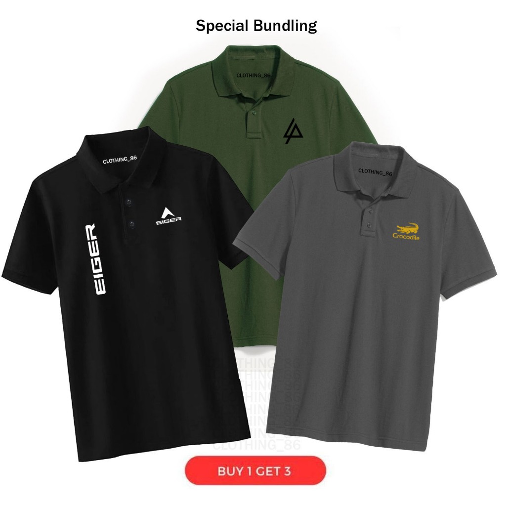Polo Distro ซื้อ 1 แถม 3 Mens Womens Premium Polo Collar Short Sleeve by clothing86