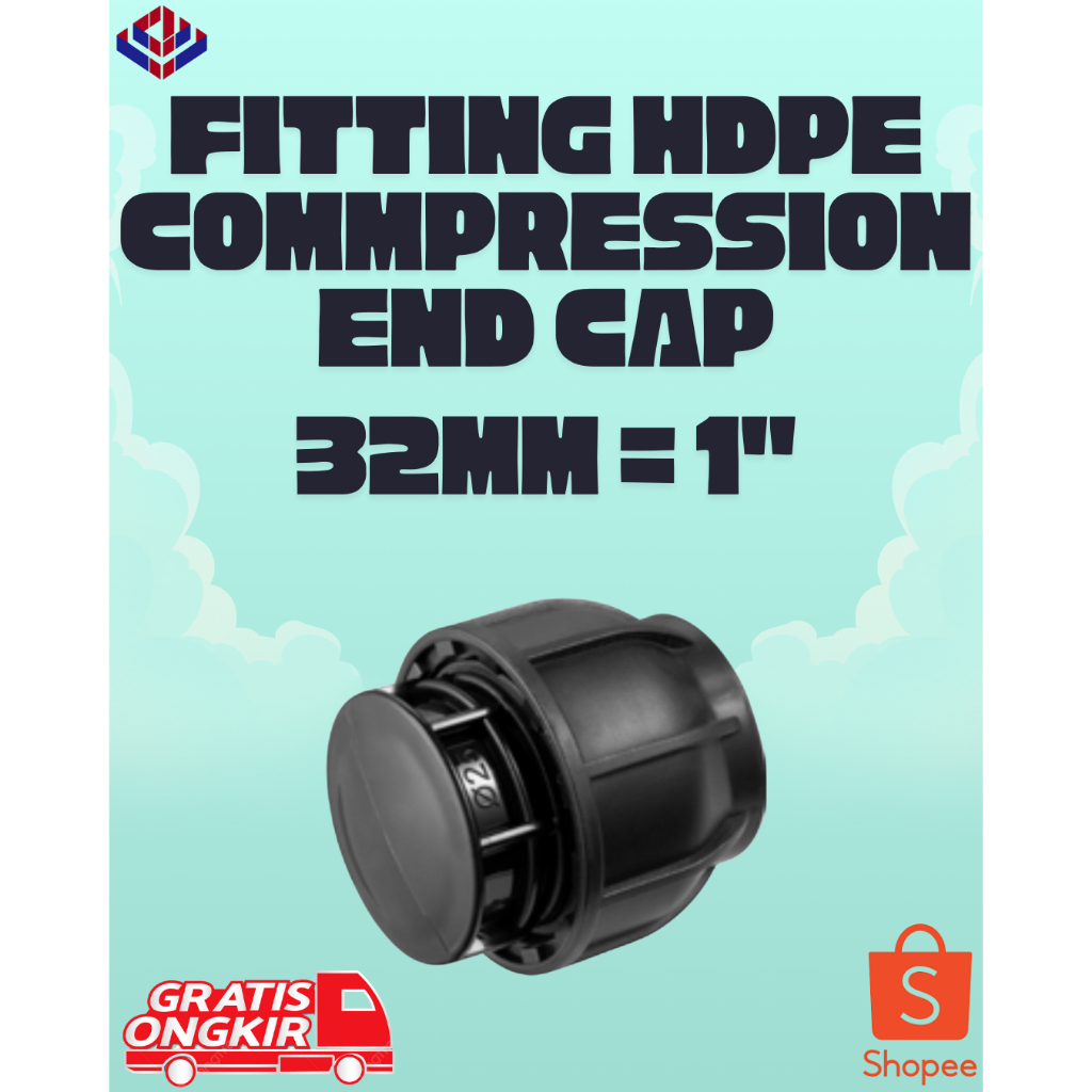 ข้อต่อฝาท้ายอัด HDPE 32mm 1" นิ้ว / ฝาปิดท่อ HDPE DOP Compression