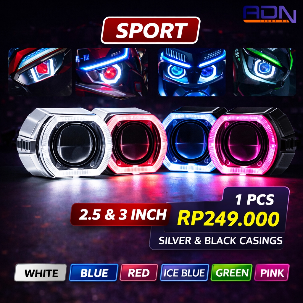 1 ชิ้น Shroud Angel eyes BMW SPORT STYLE Classic BI LED PROJECTOR 2.5 นิ้ว 3 นิ้ว ADN