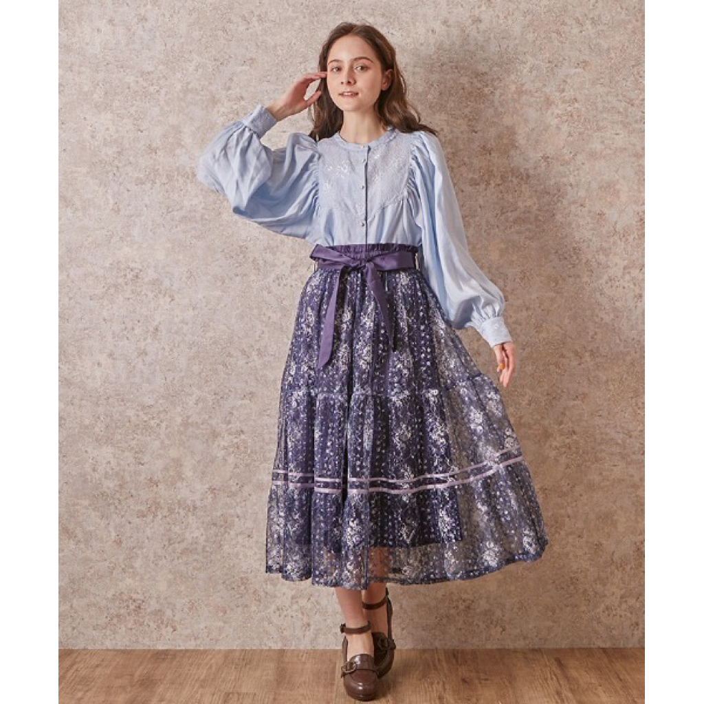 กระโปรงลูกไม้วินเทจ Preloved โดย Axes Femme (ไม่มีเข็มขัด)