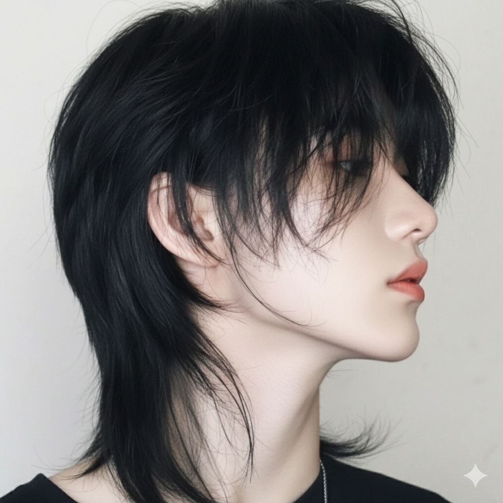 WHOLESALE KOREAN MENS WIG LONG HAIR WOLFCUT STYLE รหัส A5