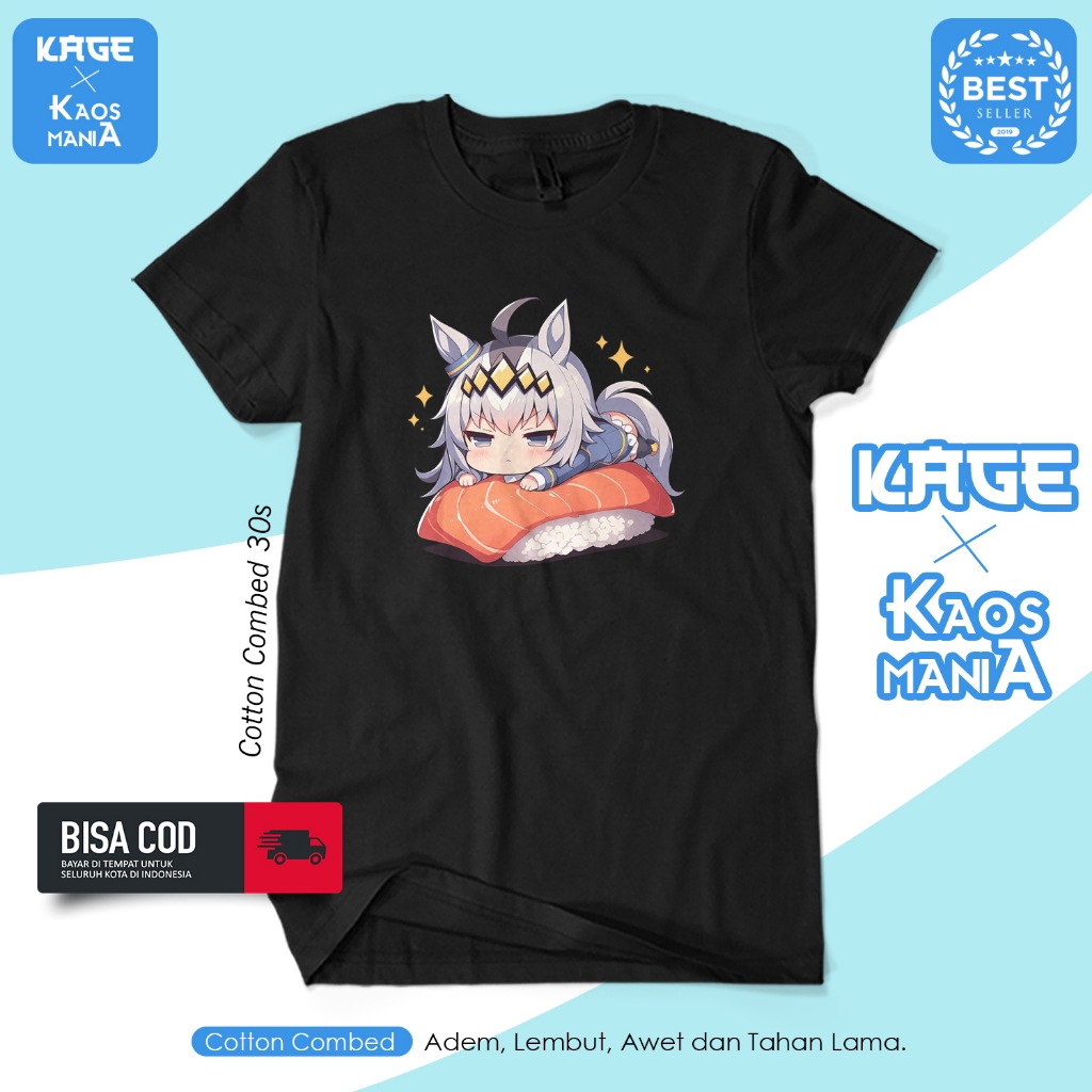 Oguri Sushi Cap Umamusume เสื้อยืด - Waifu อะนิเมะเสื้อยืดผ้าฝ้าย Combed 30s KAGE เสื้อยืด