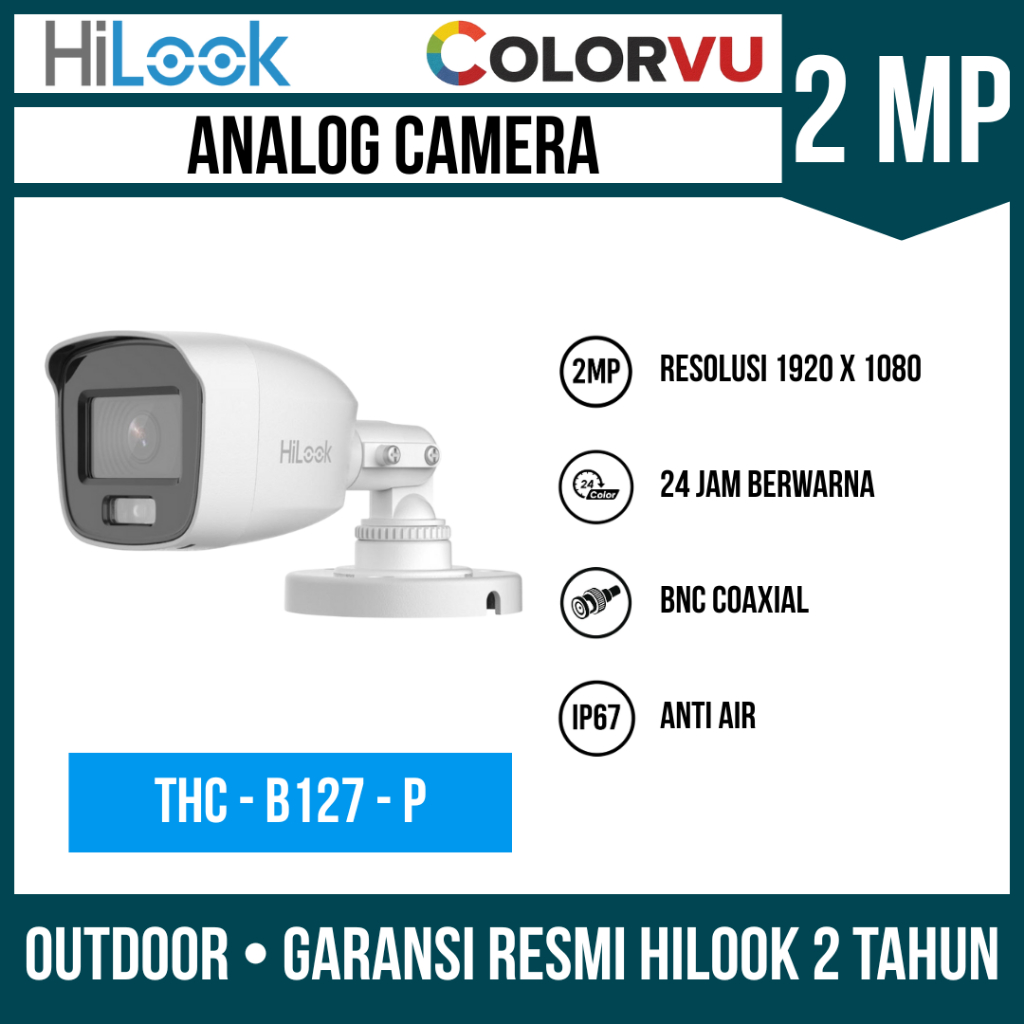 กล้องวงจรปิดเสียงกลางแจ้ง Hilook Colorvu 2MP