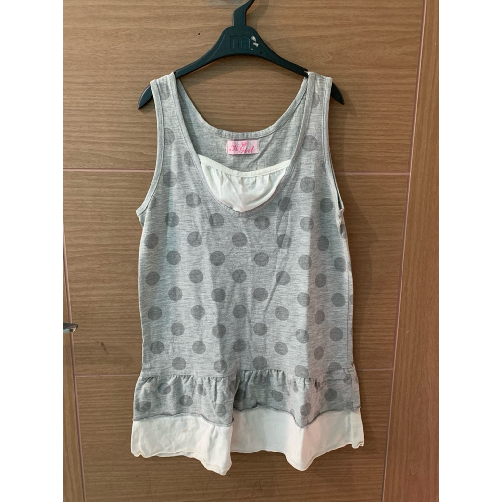 DEFECT 8-12 (Y) ชุดเดรสลายจุดสีเทา K-Girl สําหรับเด็กผู้หญิง