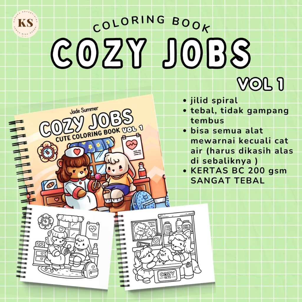 COZY JOBS VOL 1 Comfy สมุดระบายสีกิจกรรมสําหรับเด็กผู้ใหญ่สมุดระบายสีสําหรับวัยรุ่นและผู้ใหญ่ Cozy น