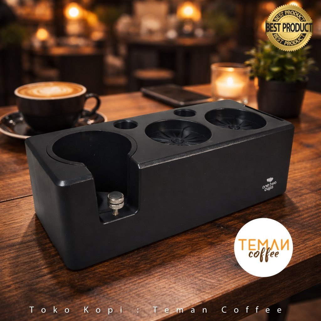 One Two Cups Coffee Tamper Station Espresso Portafilter 245x100x77mm - AK345 - สีดํา