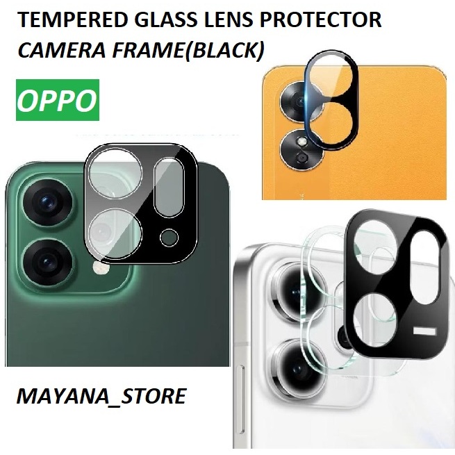 MY$ 1 2026 กระจกนิรภัยกรอบกล้อง (สีดํา) OPPO A78 A58 A16 A16E A53 A16K RENO 14 14F 14 PRO F Anti-Scr