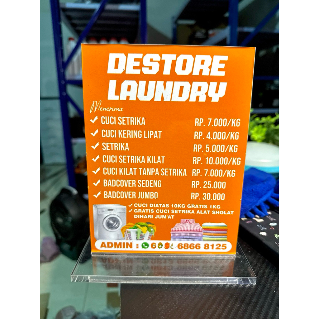 ขนาด 15x20 CM THICK MATERIAL TABLE BOARD / LAUNDRY BUSINESS DISPLAY BOARD