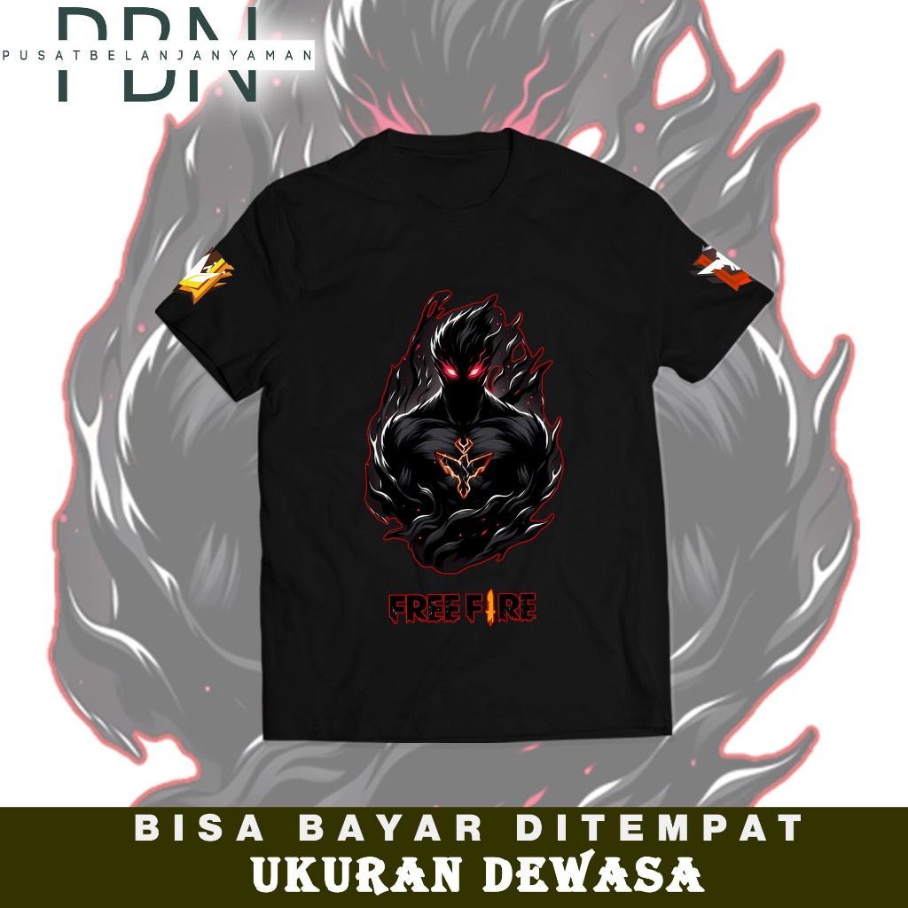 เสื้อยืดผู้ใหญ่ FF Character Freefire Game Motif สีดําล่าสุด - เกม FF ล่าสุด