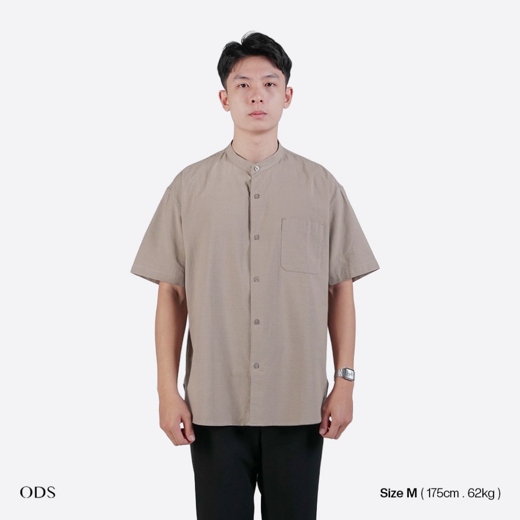 ODS Sena Koko เสื้อเชิ้ตคอปกแขนสั้นผู้ชายสีกากี