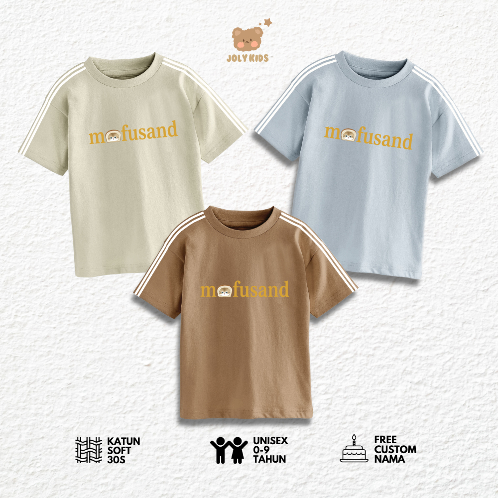 Jolly Kids Childrens T-Shirt Tops อายุ 1-9 ปี Girls Boys STRIP MOFU WORD Girls Boys
