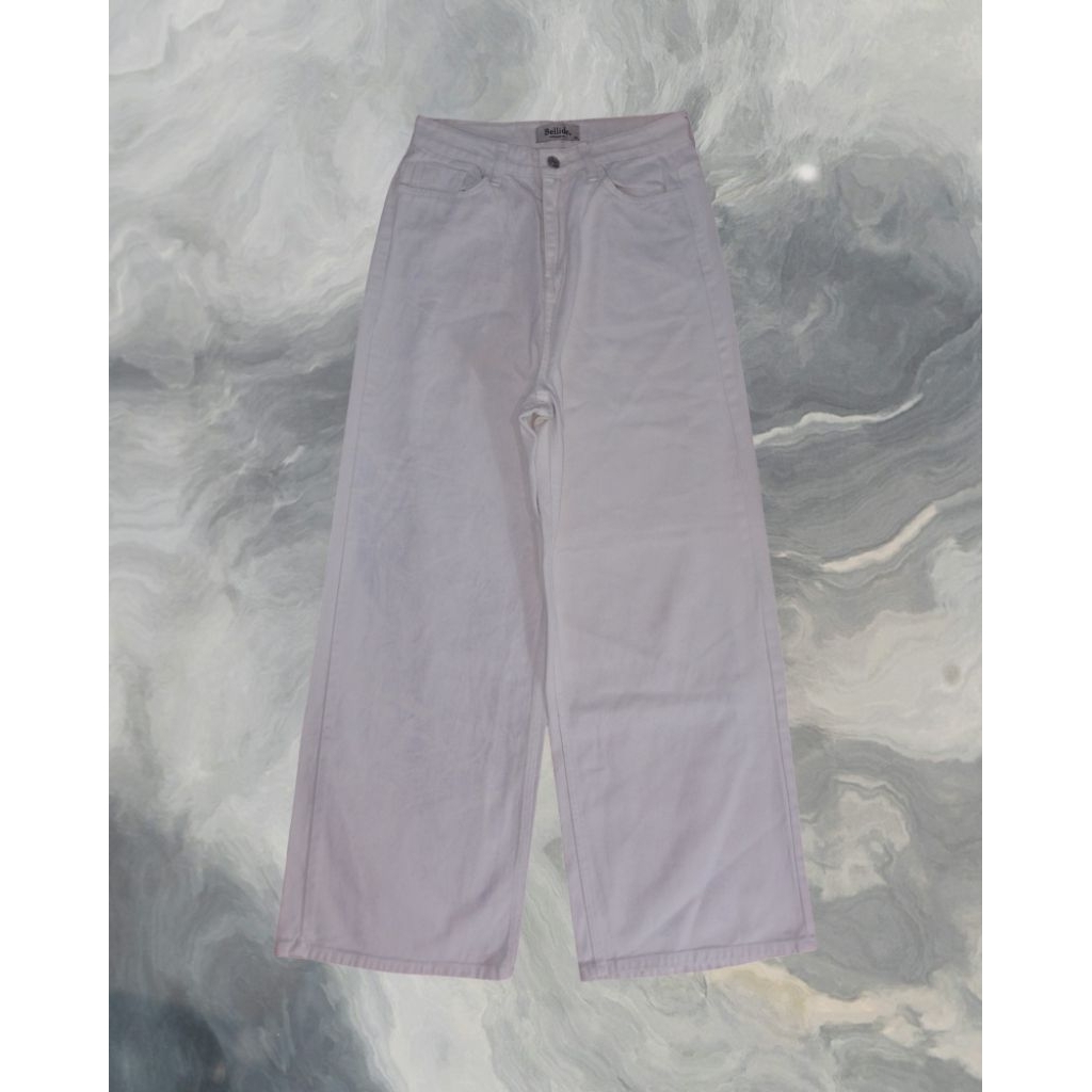 BELLIDE Baggy Jeans กางเกงถุงสีขาว