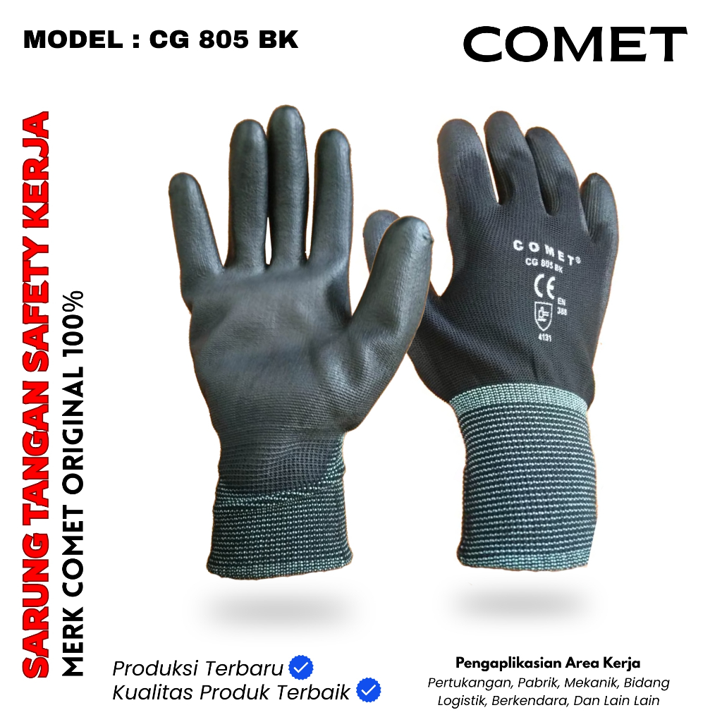COMET ถุงมือนิรภัยไนไตรล์ - ถุงมือนิรภัย Comet CG 805BK