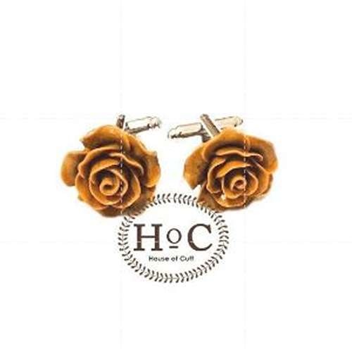 KEMEJA Houseofcuff French Cuff Shirt Button FLOWER WAX BROWN CUFFLINKS