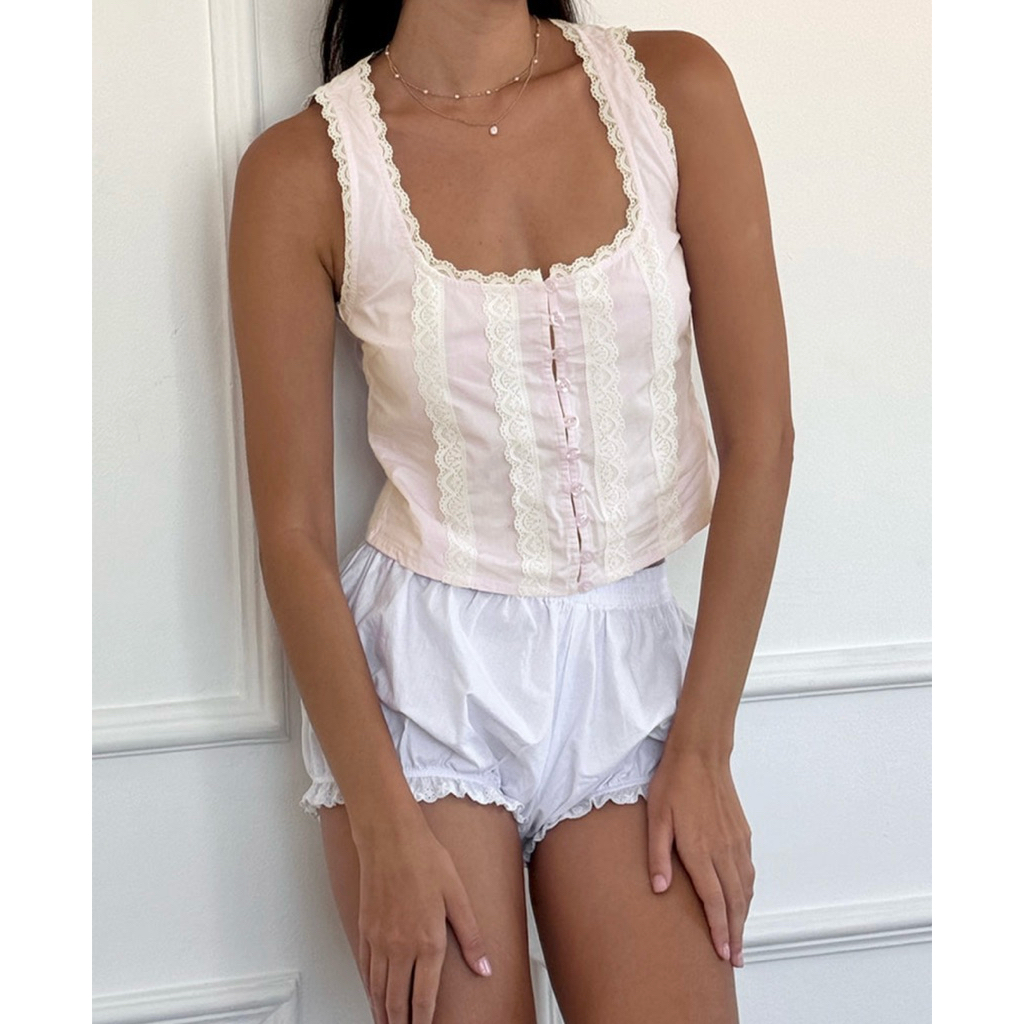 Y2K STYLE LACE TANK TOP DETAILS