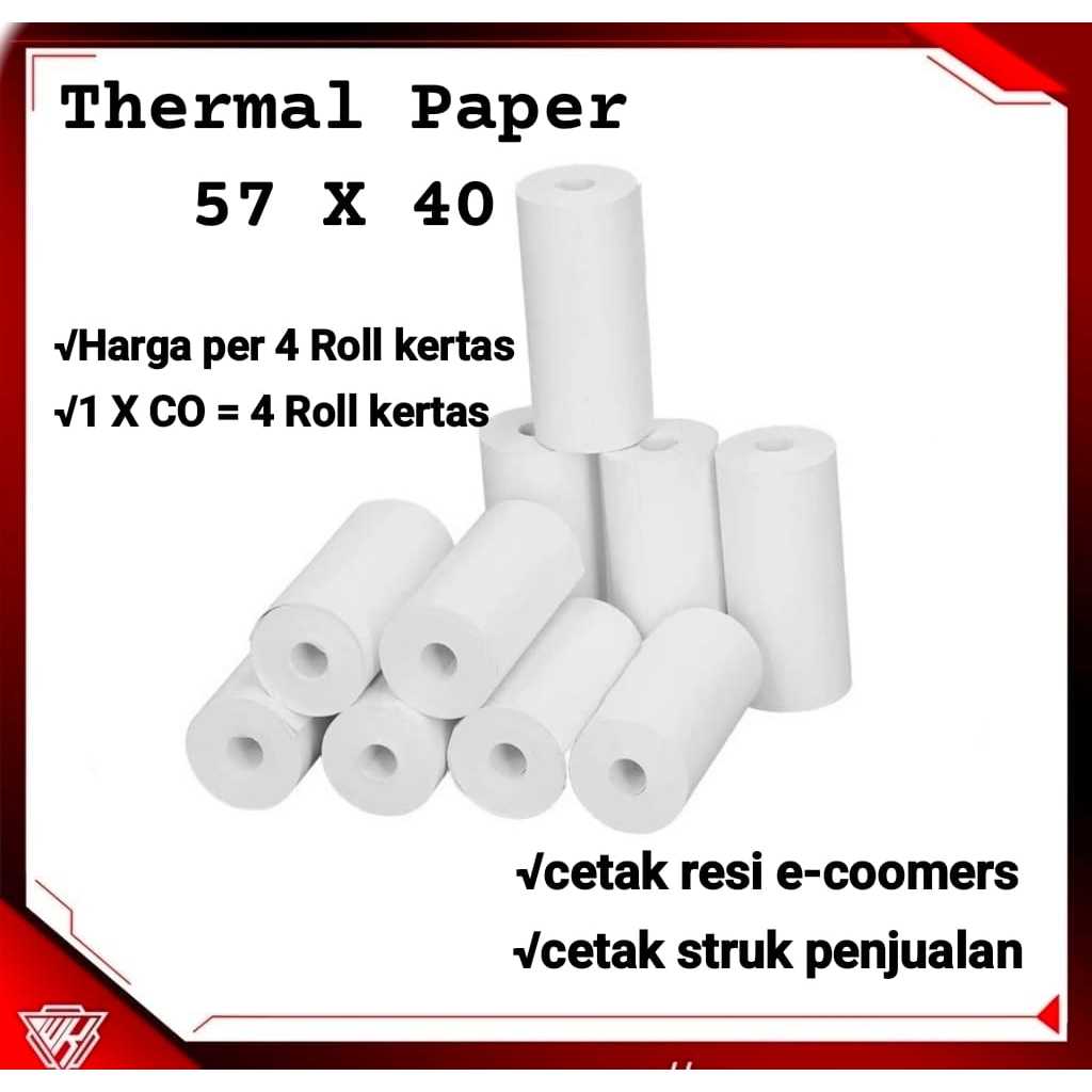 กระดาษความร้อน 57x40 เครื่องพิมพ์ ต่อ 4 ม้วน