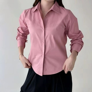 Haven Fitted Shirt - Kemeja Wanita Slim Effect Lengan Panjang Casual - Atasan  Wanita Katun Basic