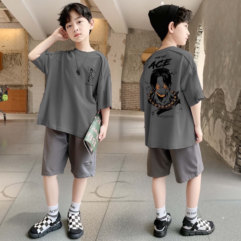 THIRD FIVE - เสื้อยืดสําหรับเด็กอายุ 8-16 ปี AKAZA Anime Series เสื้อยืดระดับพรีเมียม