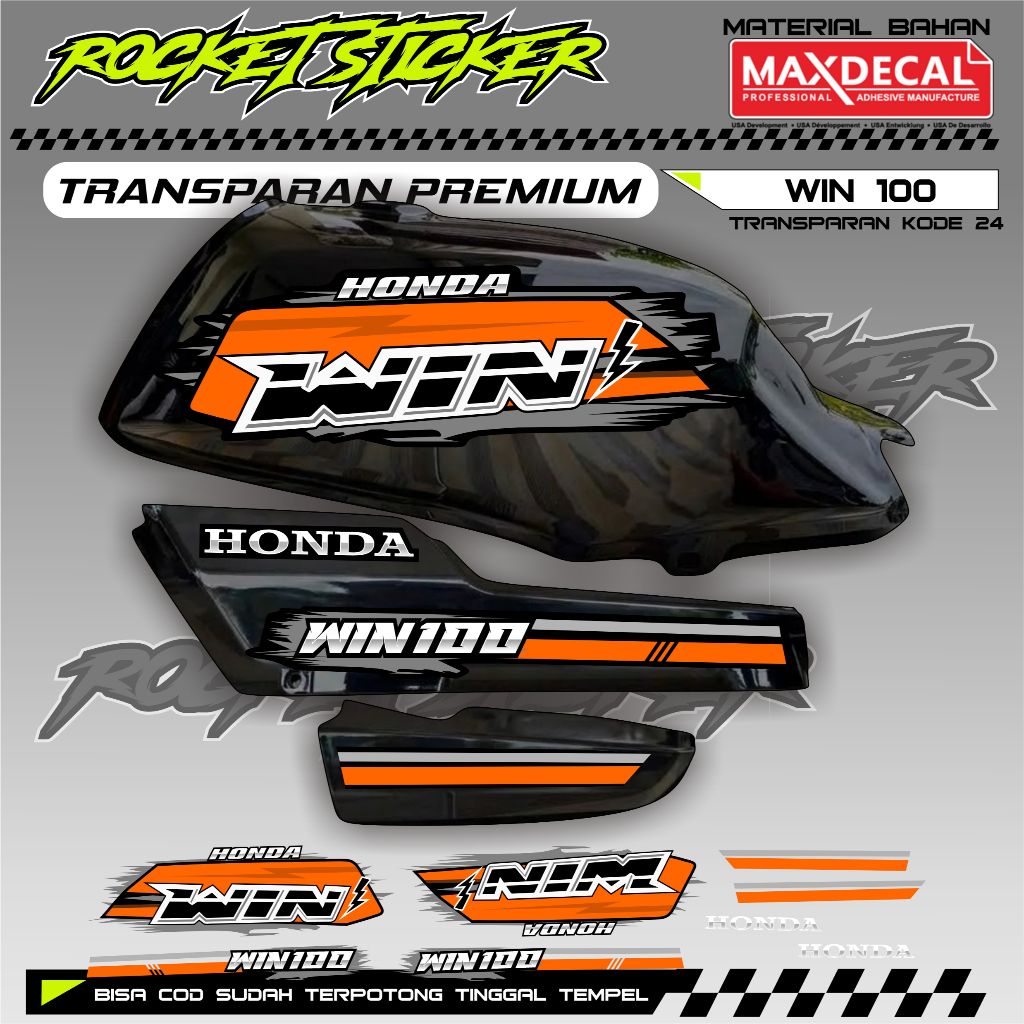 WIN Striping WIN สติกเกอร์ Variation WIN UV TRANSPARENT CODE 24 PREMIUM MAXDECAL MATERIAL