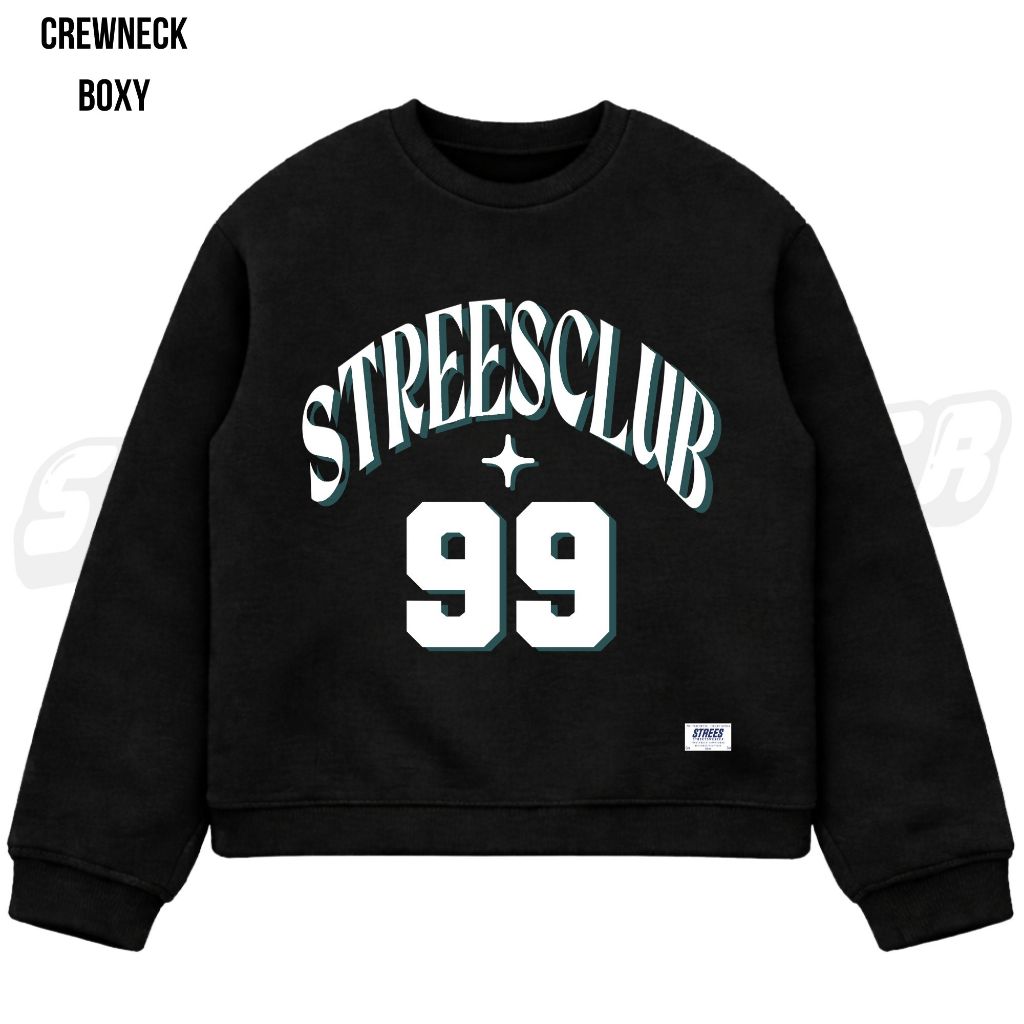 Streetsweater Crewneck Boxy Basic Club99 Mens Womens Soft, Cool Fleece Material Size M-XXL
