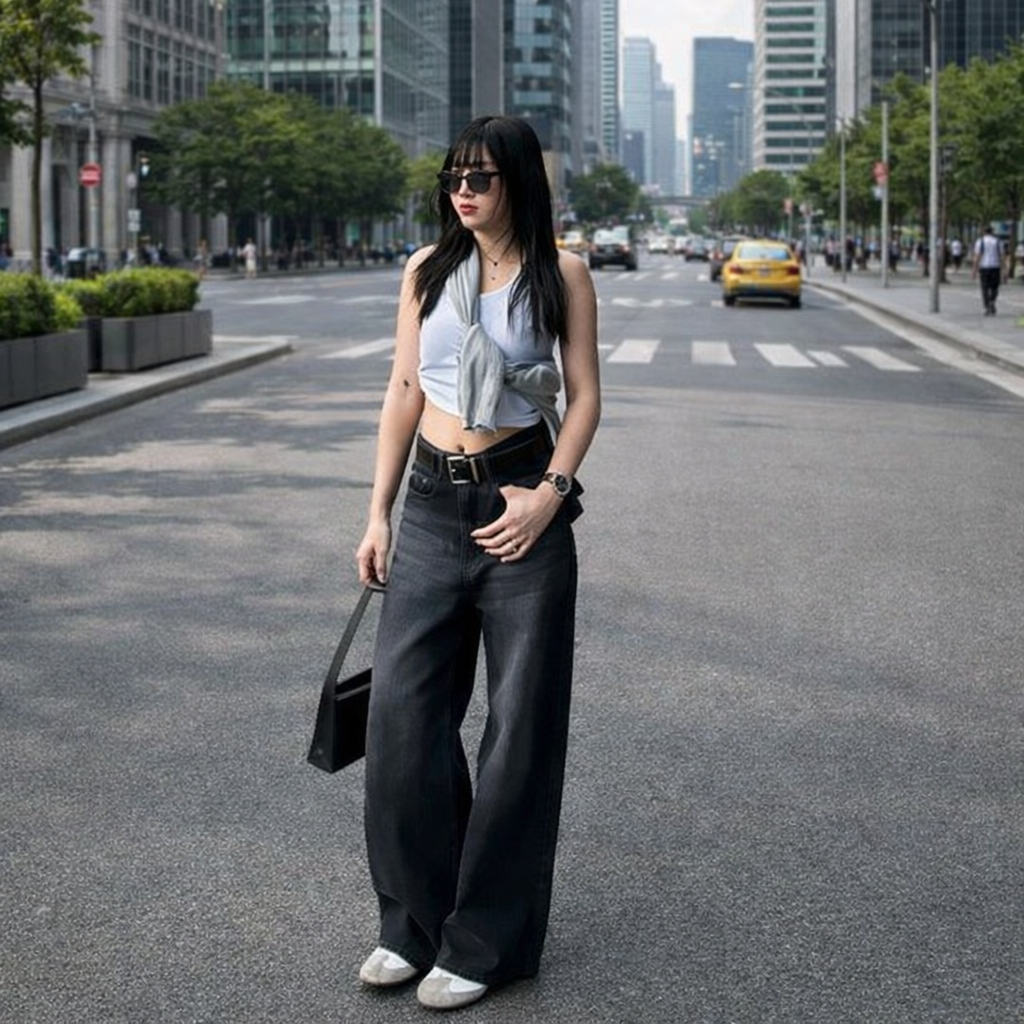 กางเกงยีนส์ SKENA Highwaist Loose Buggy สําหรับผู้หญิง