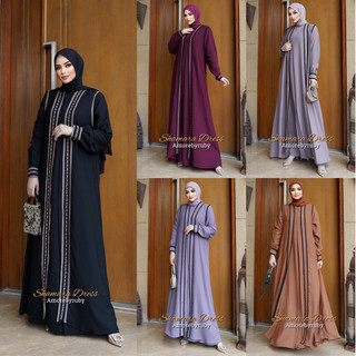 Shamara Amore By Ruby Gamis Polos Manik Manik Bahan Mercerized Woven Busui Friendly All Size Jumbo Lebaran