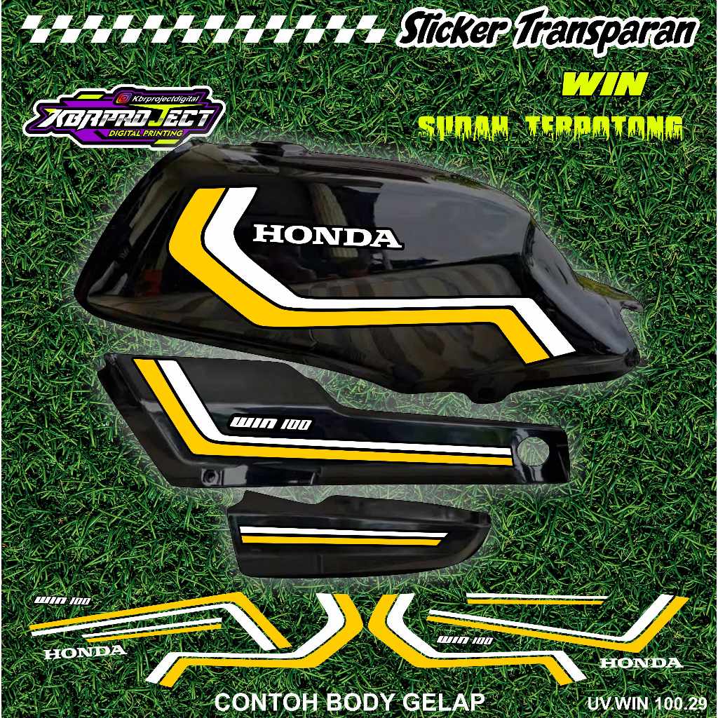 สติ๊กเกอร์ WIN 100 COOL PREMIUM TRANSPARENT HONDA RACING 29 สติ๊กเกอร์ LINES ALREADY CUT