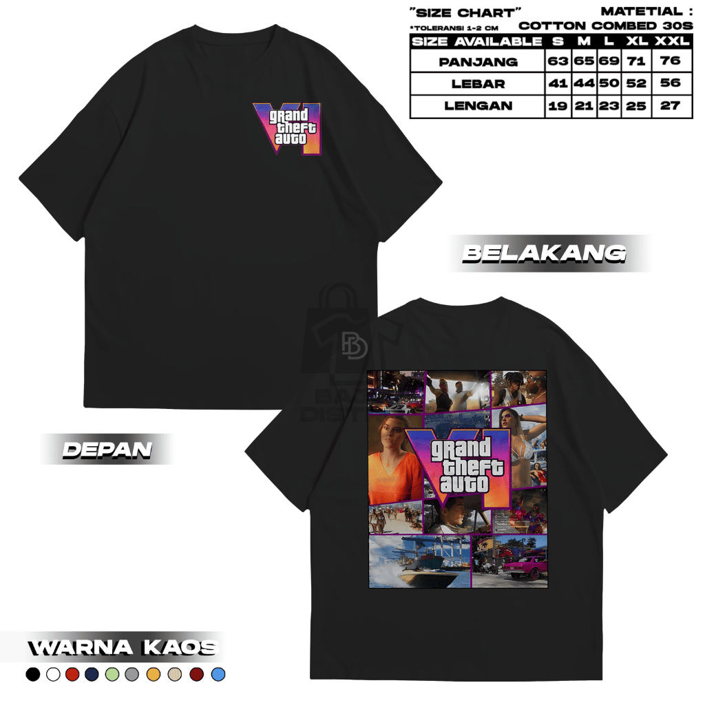 KATUN GTA 6 GRAND THEFT AUTO VI DISTRO T-SHIRT - เสื้อยืด Cool GTA 6 - เสื้อยืดผู้ชาย - เสื้อยืดเท่ๆ