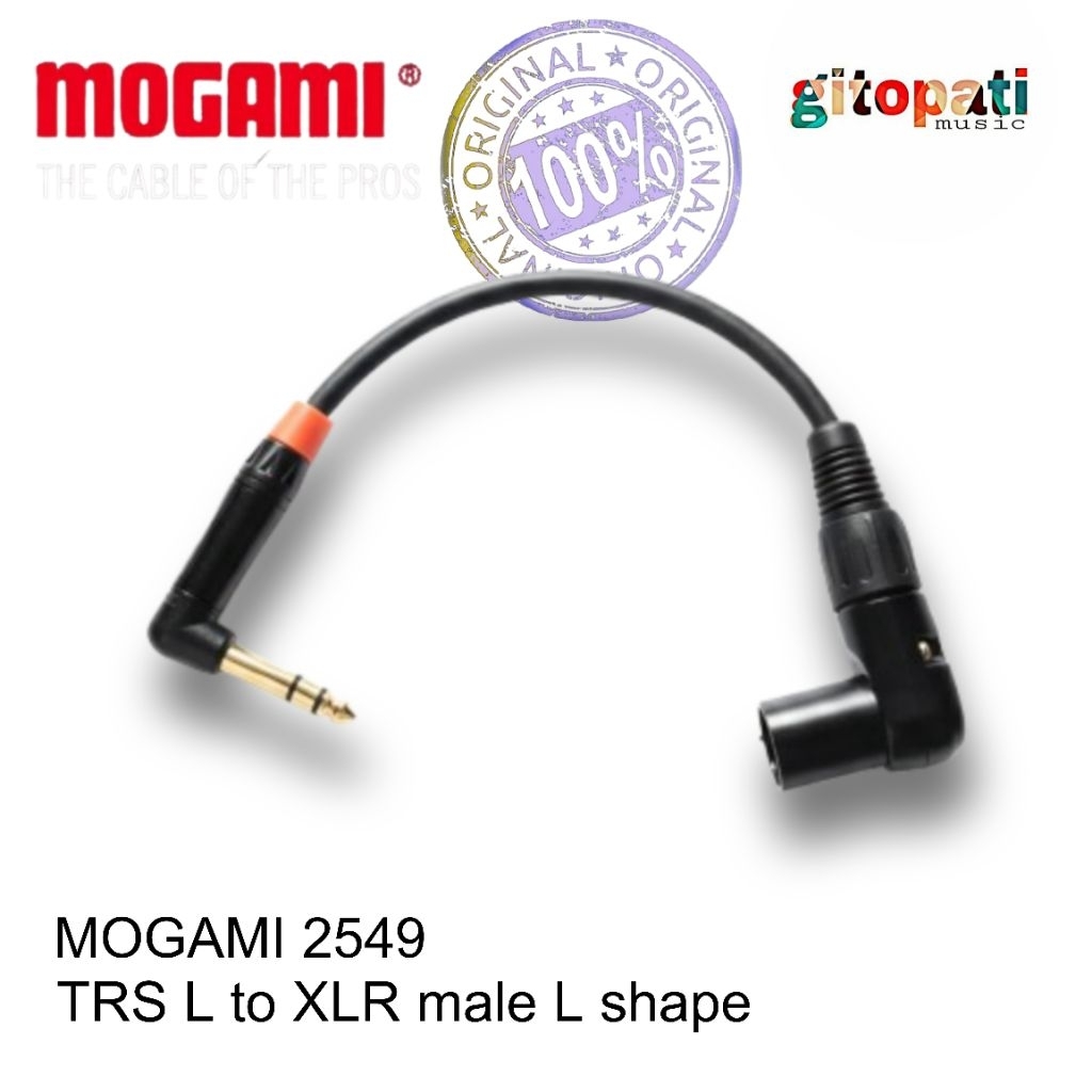 Mogami 2549 TRS L ถึง XLR Male L Shape Gold Plated Cable - USA Silver Tin
