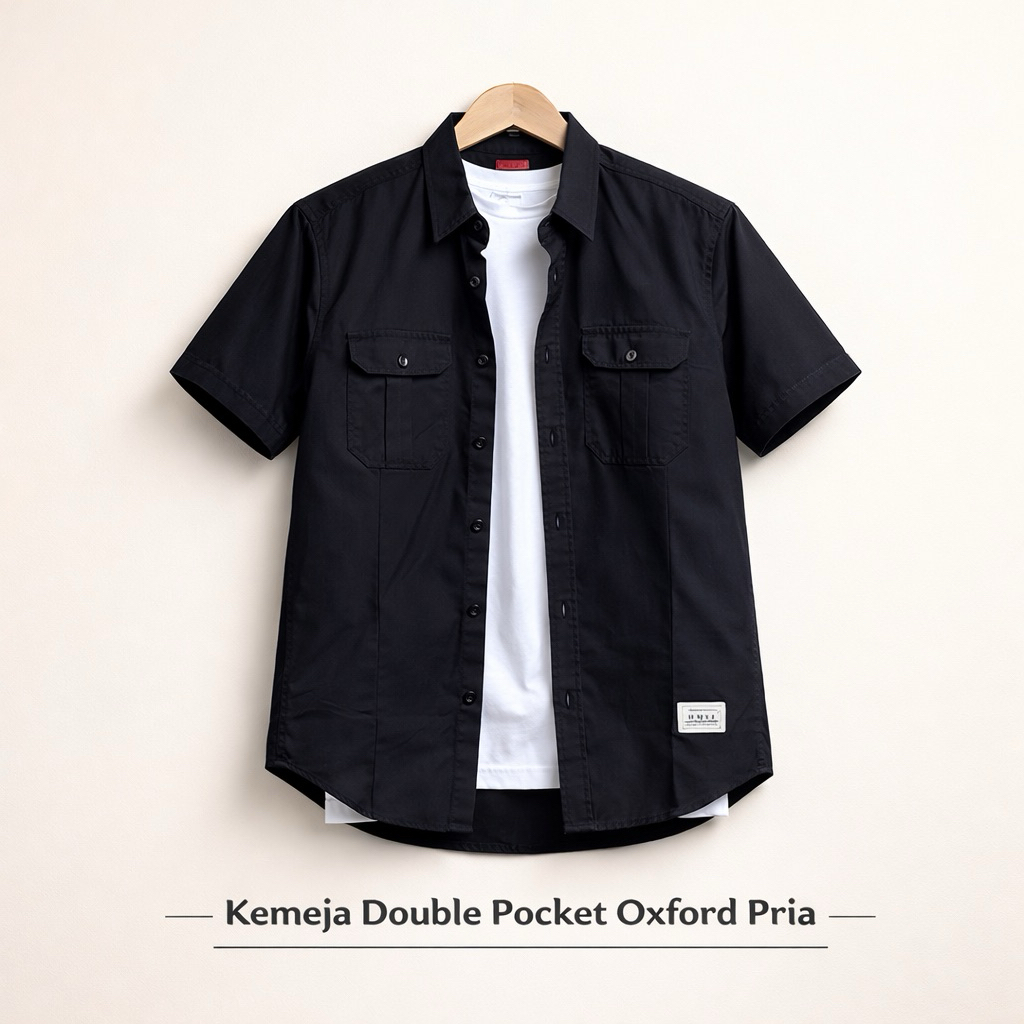 KEMEJA เสื้อเชิ้ต Oxford กระเป๋าคู่ลําลองผู้ชาย